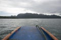 Sailing on a boat in the bay of coron, Philippine islands Royalty Free Stock Photo