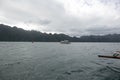 Sailing on a boat in the bay of coron, Philippine islands