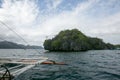 Sailing on a boat in the bay of coron, Philippine islands Royalty Free Stock Photo