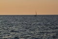 Sailing boat with a beautiful sea sunset Royalty Free Stock Photo