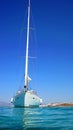 Sailing boat in blue sea Royalty Free Stock Photo