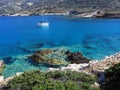 Sailing boat on blue and turquoise sea  Aegean sea  Greece Royalty Free Stock Photo