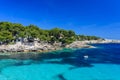 Sailing boat at cala Ratjada, Mallorca - beautiful beach and coast Royalty Free Stock Photo