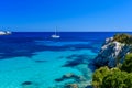 Sailing boat at cala Ratjada, Mallorca - beautiful beach and coast Royalty Free Stock Photo
