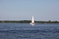 Sailing boat in calm clear weather