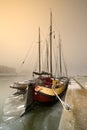 Sailing boat on a cold day in winter Royalty Free Stock Photo