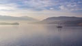 Sailing Boat Crossing the Strait of Georgia with Islands in the Background