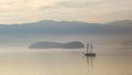 Sailing Boat Crossing the Strait of Georgia