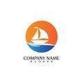 Sailing boat, Daily cruises, sea travel, vector logo-icon