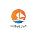 Sailing boat, Daily cruises, sea travel, vector logo-icon Royalty Free Stock Photo