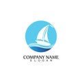 Sailing boat, Daily cruises, sea travel, vector logo-icon Royalty Free Stock Photo