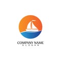 Sailing boat, Daily cruises, sea travel, vector logo-icon Royalty Free Stock Photo