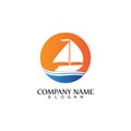 Sailing boat, Daily cruises, sea travel, vector logo-icon Royalty Free Stock Photo