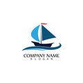 Sailing boat, Daily cruises, sea travel, vector logo-icon Royalty Free Stock Photo