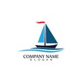 Sailing boat, Daily cruises, sea travel, vector logo-icon Royalty Free Stock Photo