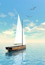 Sailing boat - 3D render Royalty Free Stock Photo