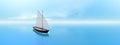 Sailing boat, 360 degrees effect - 3D render Royalty Free Stock Photo