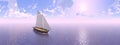 Sailing boat, 360 degrees effect - 3D render Royalty Free Stock Photo