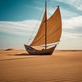 Sailing boat in the dunes of the Sahara desert, Morocco Royalty Free Stock Photo