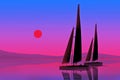 Sailing boat in the evening sea Royalty Free Stock Photo