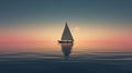Minimalist Sailboat On Water With Silhouette Of The Sun