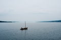 the sailing boat on lake mjosa