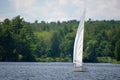 Sailing Boat on a large canadian lake  in Quebec Royalty Free Stock Photo