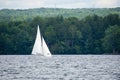 Sailing Boat on a large canadian lake  in Quebec Royalty Free Stock Photo