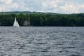 Sailing Boat on a large canadian lake  in Quebec Royalty Free Stock Photo