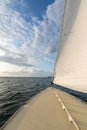 Sailing boat sailing in the late afternoon light Royalty Free Stock Photo