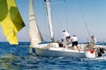 Sailing boat in light wind during regatta competition Royalty Free Stock Photo
