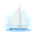 Sailing Boat with Mast ans Sails as Water Transport Vector Illustration Royalty Free Stock Photo