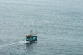 Sailing boat at an open sea Royalty Free Stock Photo