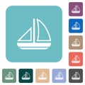 Sailing boat outline rounded square flat icons Royalty Free Stock Photo
