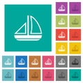 Sailing boat outline square flat multi colored icons