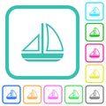 Sailing boat outline vivid colored flat icons