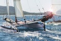 Sailing boat race, catamaran in regatta Royalty Free Stock Photo