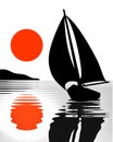 Sailing boat reflection/silhouet te illustration Royalty Free Stock Photo