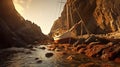 Sailing Boat On Rocky Beach: A Narrative-driven Visual Storytelling Experience