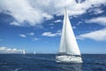 Sailing. Boat in sailing regatta. Luxury yachts. Travel. Royalty Free Stock Photo