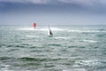 Sailing boat in the sea with stormy weather Royalty Free Stock Photo