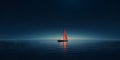 Sailing boat in the sea at night with starry sky.