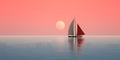 Sailing boat in the sea at sunrise. Beautiful seascape. Royalty Free Stock Photo