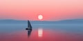Sailing boat in the sea at sunrise. Beautiful seascape. Royalty Free Stock Photo