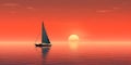 Sailing boat in the sea at sunset. Beautiful seascape. Royalty Free Stock Photo