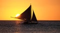 Sailing boat on the sea at the sunset at Boracay island Phils Royalty Free Stock Photo