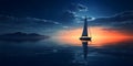 Sailing boat in the sea at sunset. Perfect sailing background. Royalty Free Stock Photo