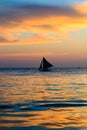 Sailing boat silhouette at sunset Royalty Free Stock Photo