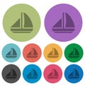 Sailing boat solid color darker flat icons Royalty Free Stock Photo