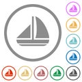 Sailing boat solid flat icons with outlines Royalty Free Stock Photo